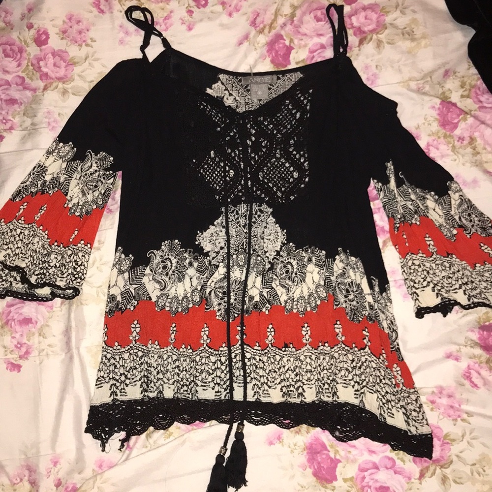 off the shoulder patterned top