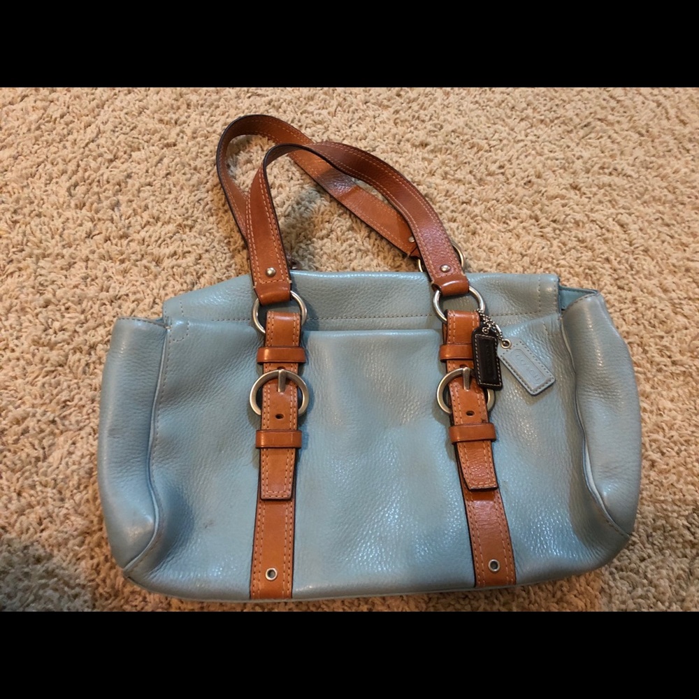 Coach blue leather purse