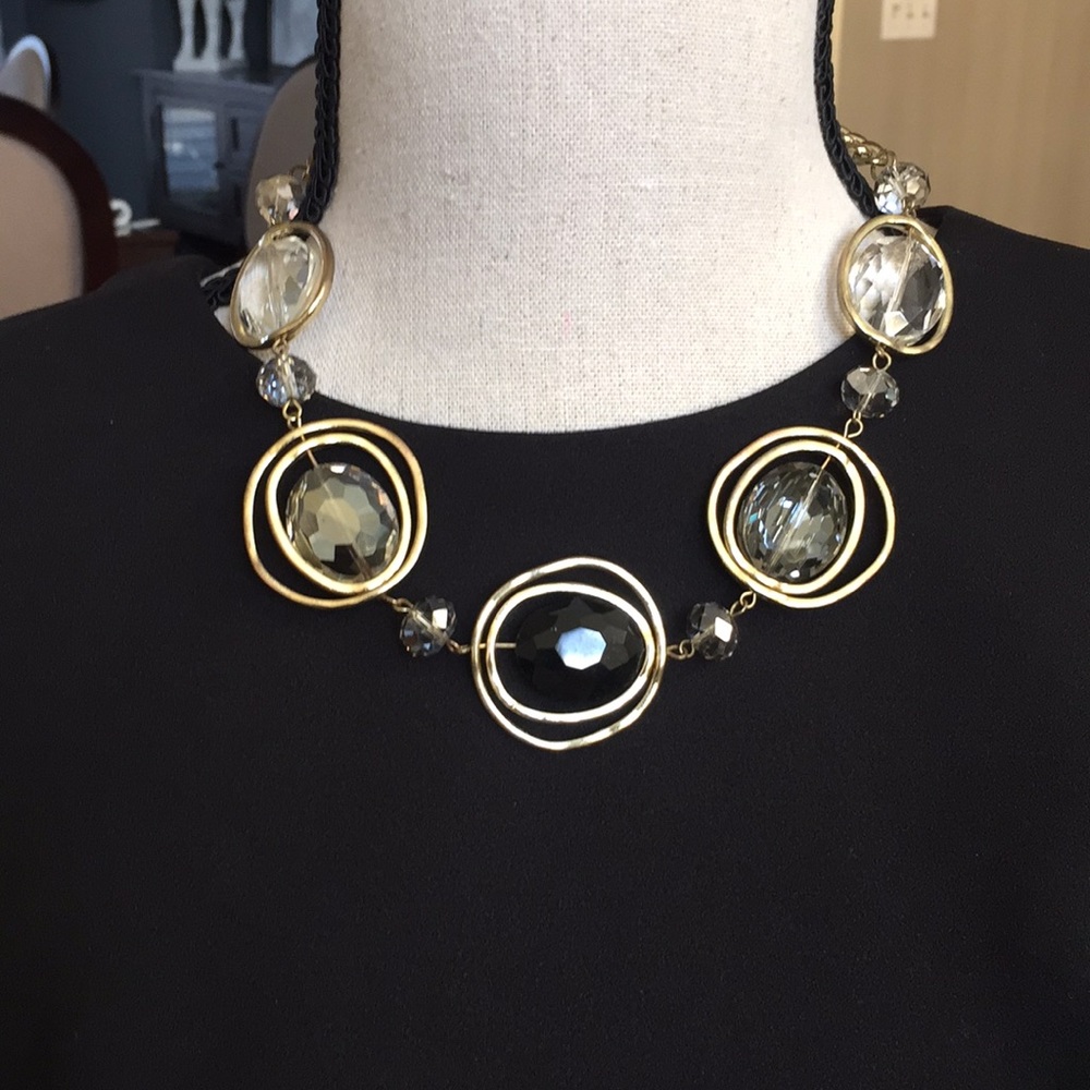 Clear and black crystal necklace