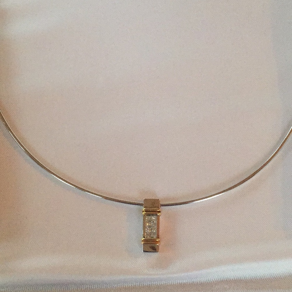 Diamond and silver necklace