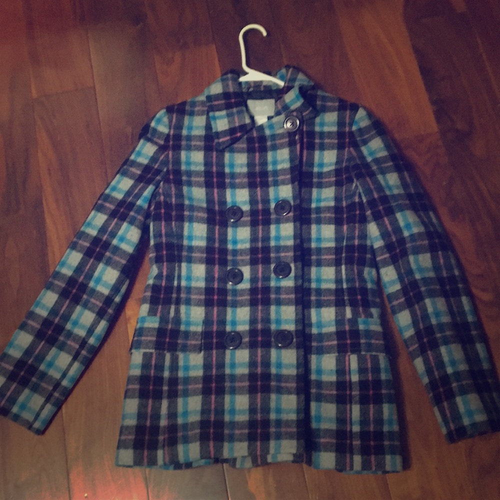 Delia's Plaid Wool Peacoat