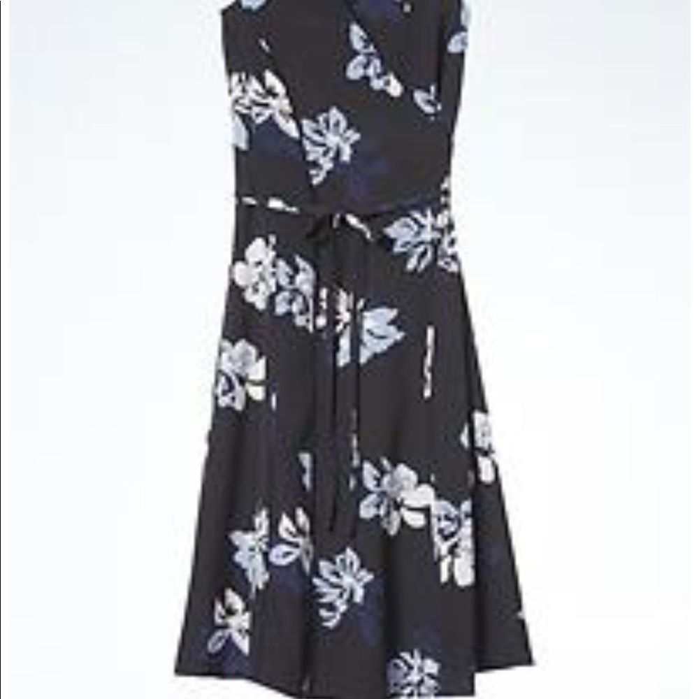 Black/blue floral wrap dress- price ⬇️- worn once