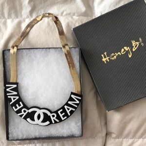 Honey B Gold Cream with Chanel Logo Necklace