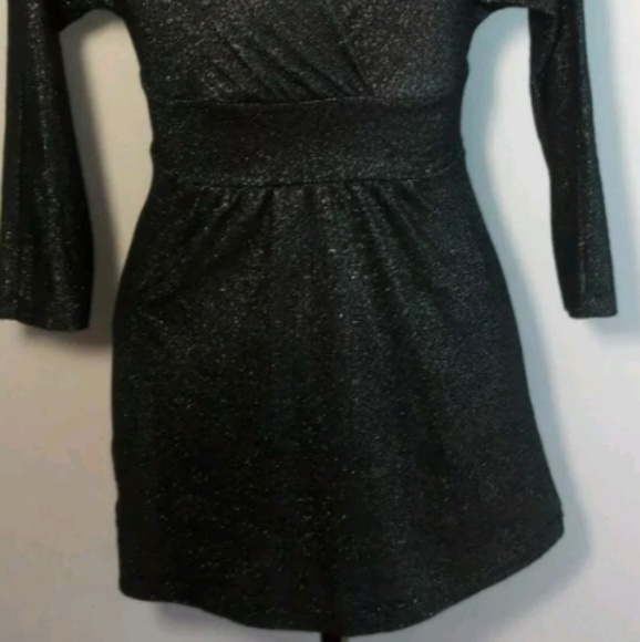 Express Shirt XS Black Silver mMetallic Blouse - Picture 3 of 5