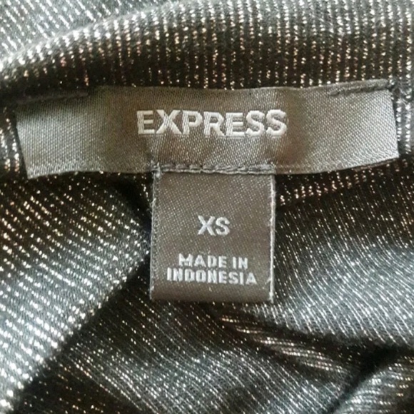 Express Shirt XS Black Silver mMetallic Blouse - Picture 5 of 5