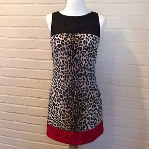 Leopard & Red satin sleeveless dress