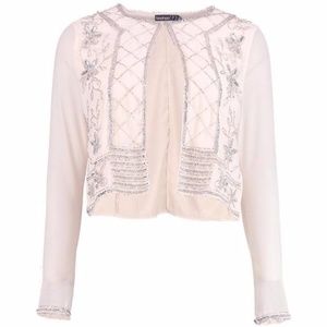 NWT Boohoo Embellished Cream/Blush Blazer Jacket