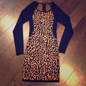 Guess animal print long sleeve dress