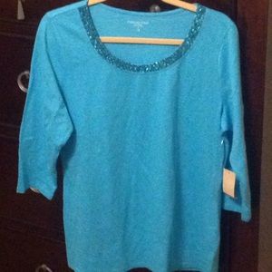 NWT sequined neckline tee shirt