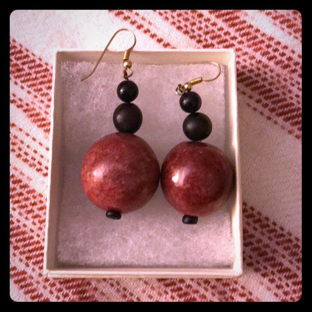 Vintage like Red ball Earrings.