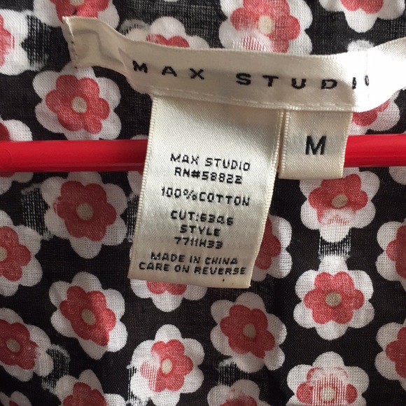 Max Studio SS floral top M empire waist - Picture 2 of 8