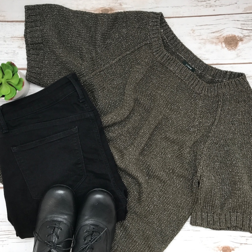 J. Crew Dark Brown and Silver Metallic Sweater