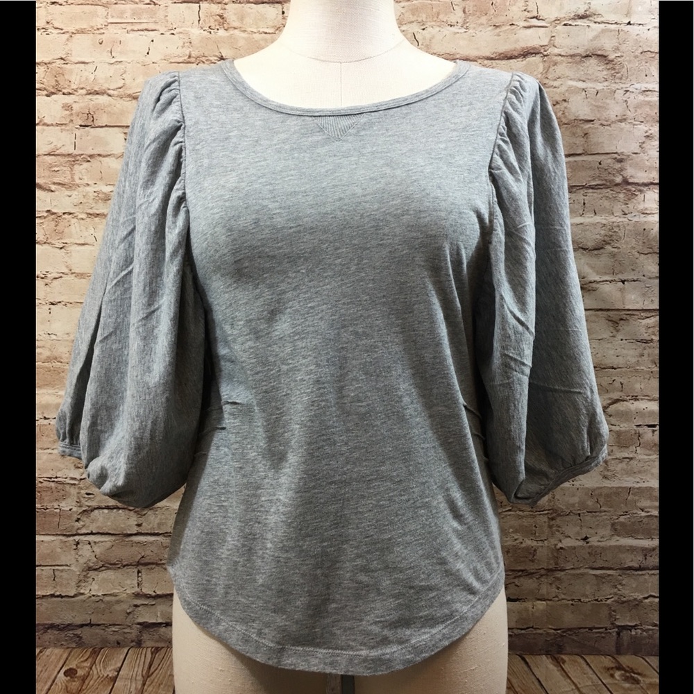 Citizens of  Humanity Grey Ruched/Puff Sleeve Top