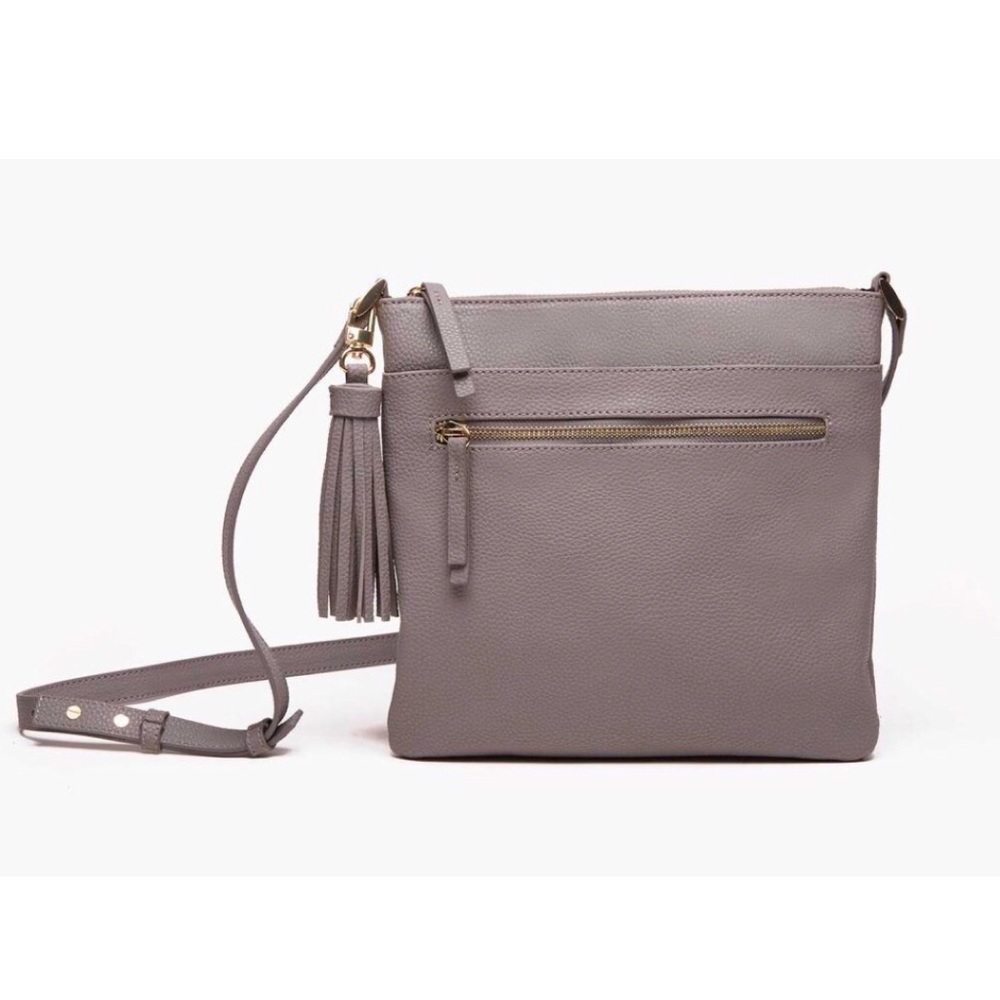 Genuine Leather Olive Street Tasseled Crossbody