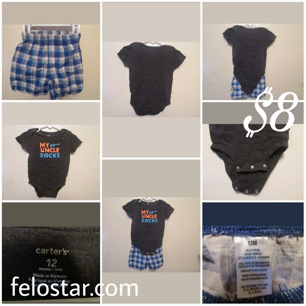 boy bodywear top outfit carter's black pant short