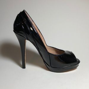 Betsey Johnson shiny black heels size 5.5