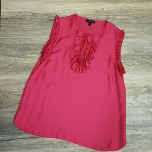J. CREW Margot top Silk Hot ruffle pink size 10