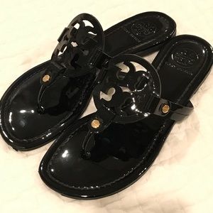 Tory Burch Miller Flip Flop, Black, Size 7