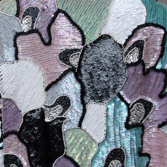 SPARKLING ABSTRACT SEQUIN HOLIDAY PARTY JACKET - Picture 6 of 8