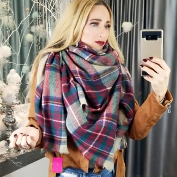 OVERSIZED BLANKET PLAID PRINT SCARF - Picture 4 of 4
