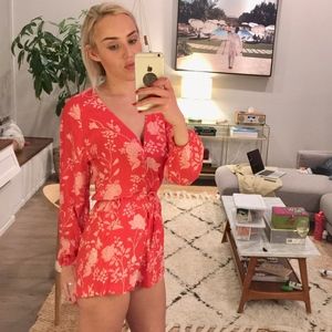 Red/Orange Flower Romper