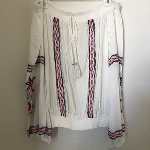 Off the shoulder boho long sleeve top