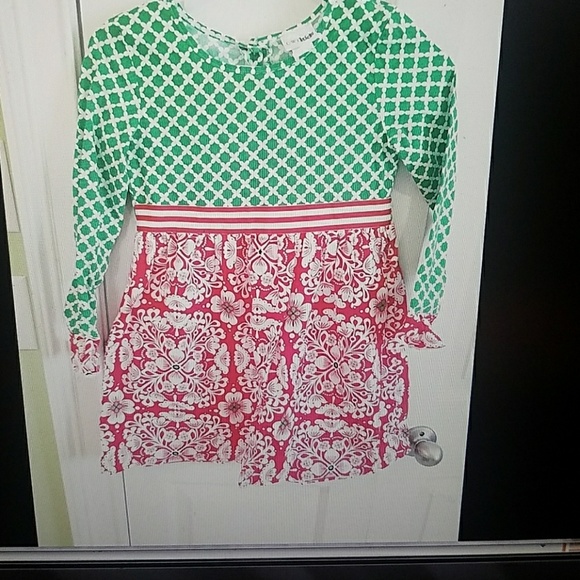 Cwdkids girl green red long sleeve dress as 10/12 - Picture 1 of 6