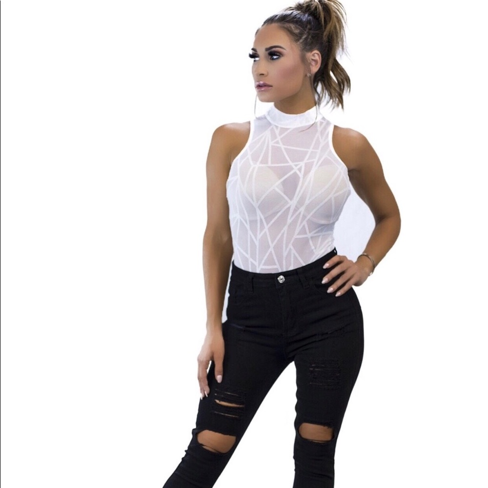 White mesh bodysuit