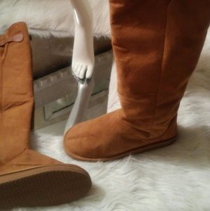 Over the knee suede boot with strap