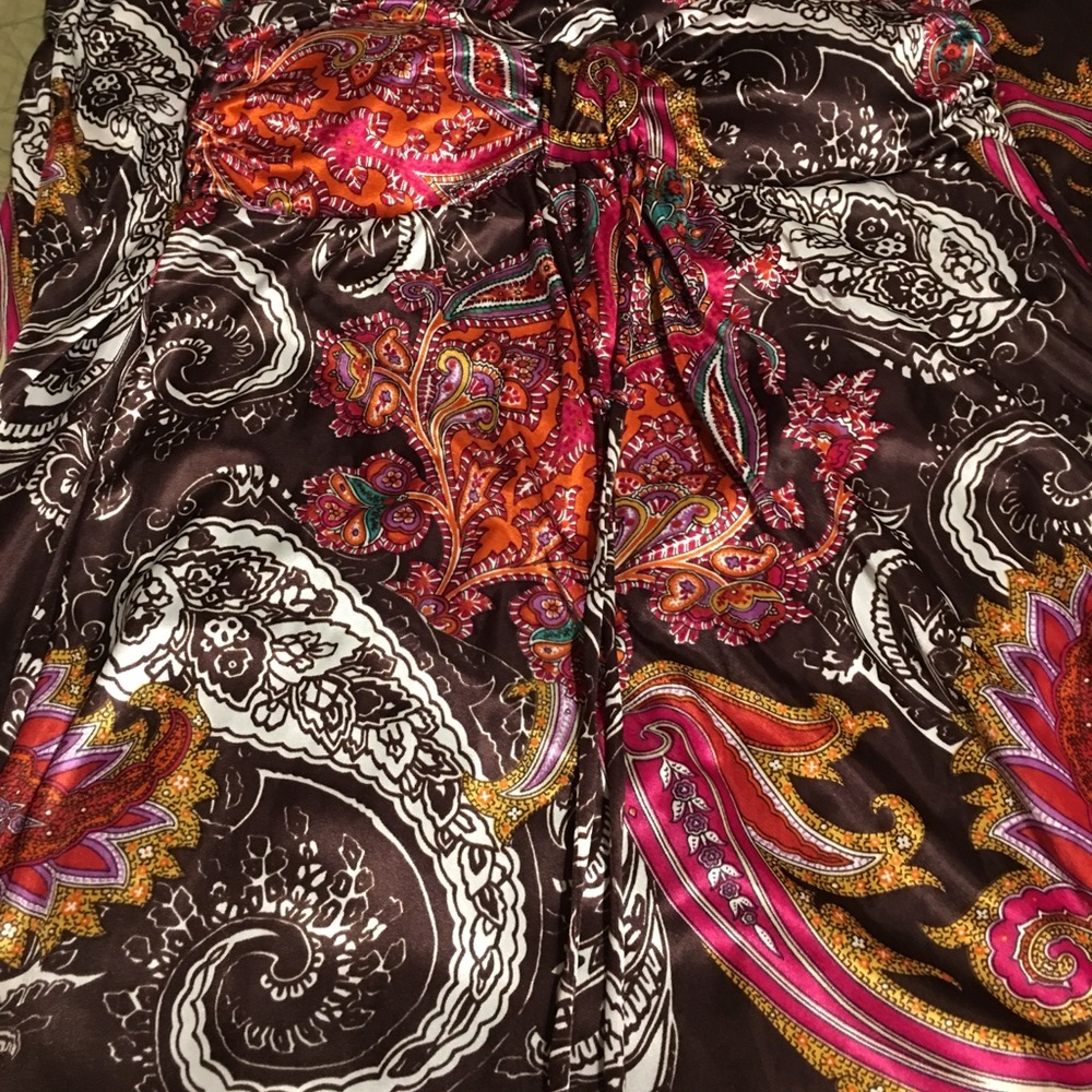 Ankle/floor length strapless dress.