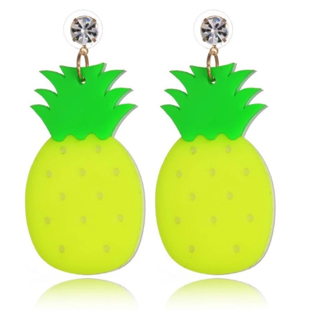 Yellow Pineapple Dangle Earrings
