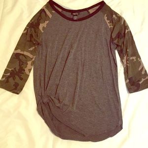 Grey and Camo Baseball Tee