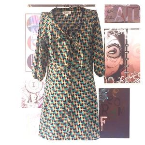 Forever 21 EUC dress-green, blk, brown, teal, tan
