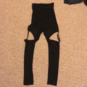 Black roll down garter tights