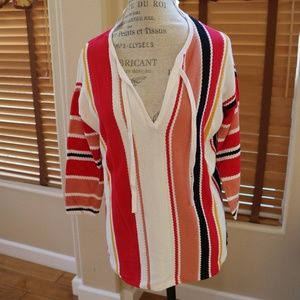 Red & white & black striped Loft top