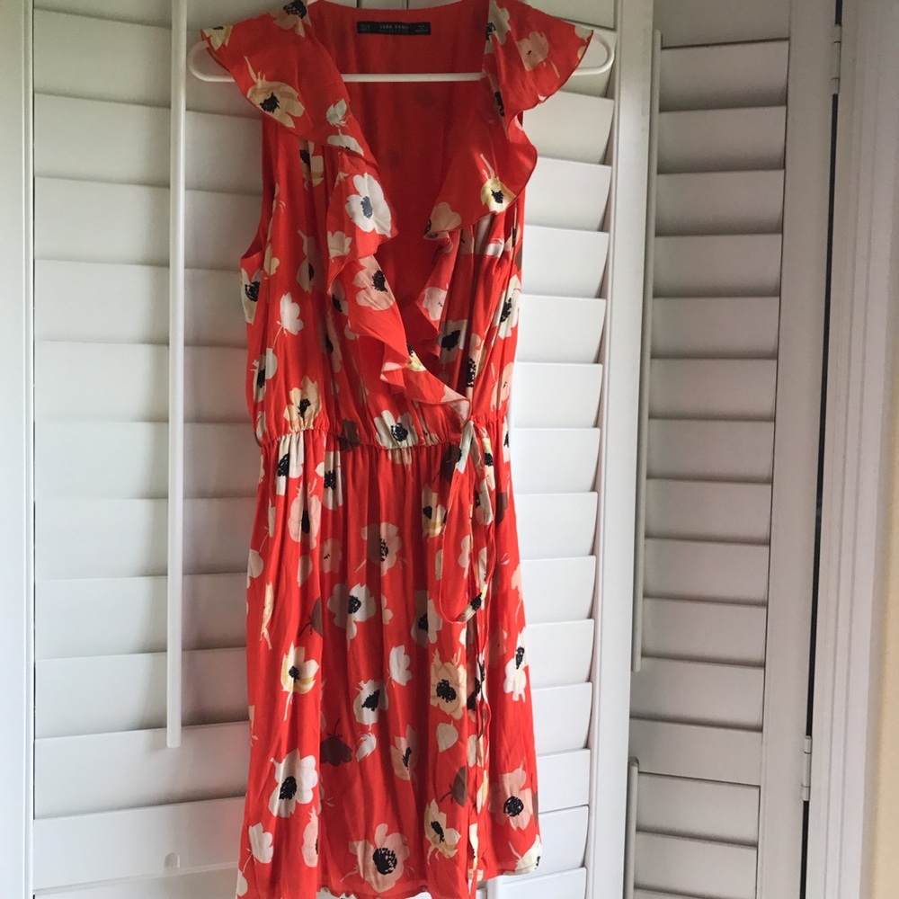 Zara floral wrap dress