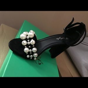 Black Pearl Strap Heels BRAND NEW