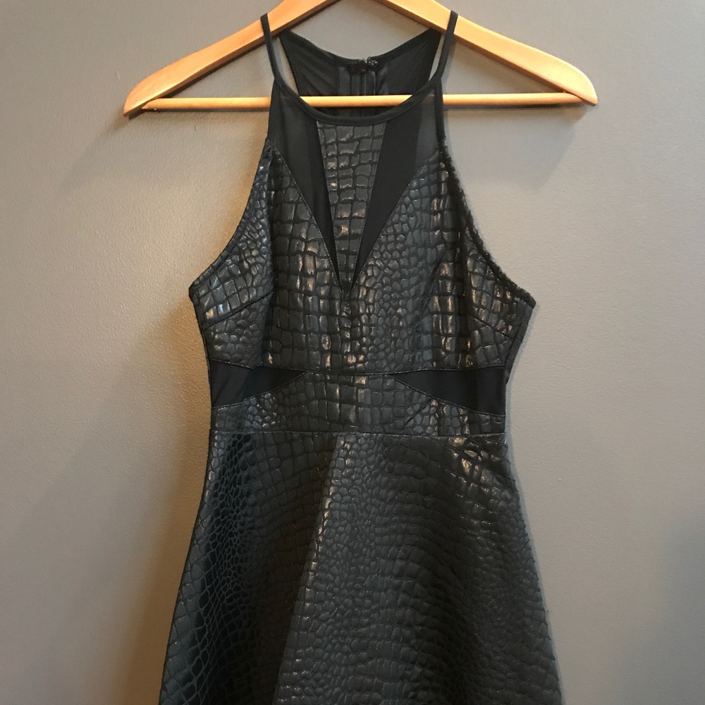 Black Tank Dress Croc Print with Sheer
