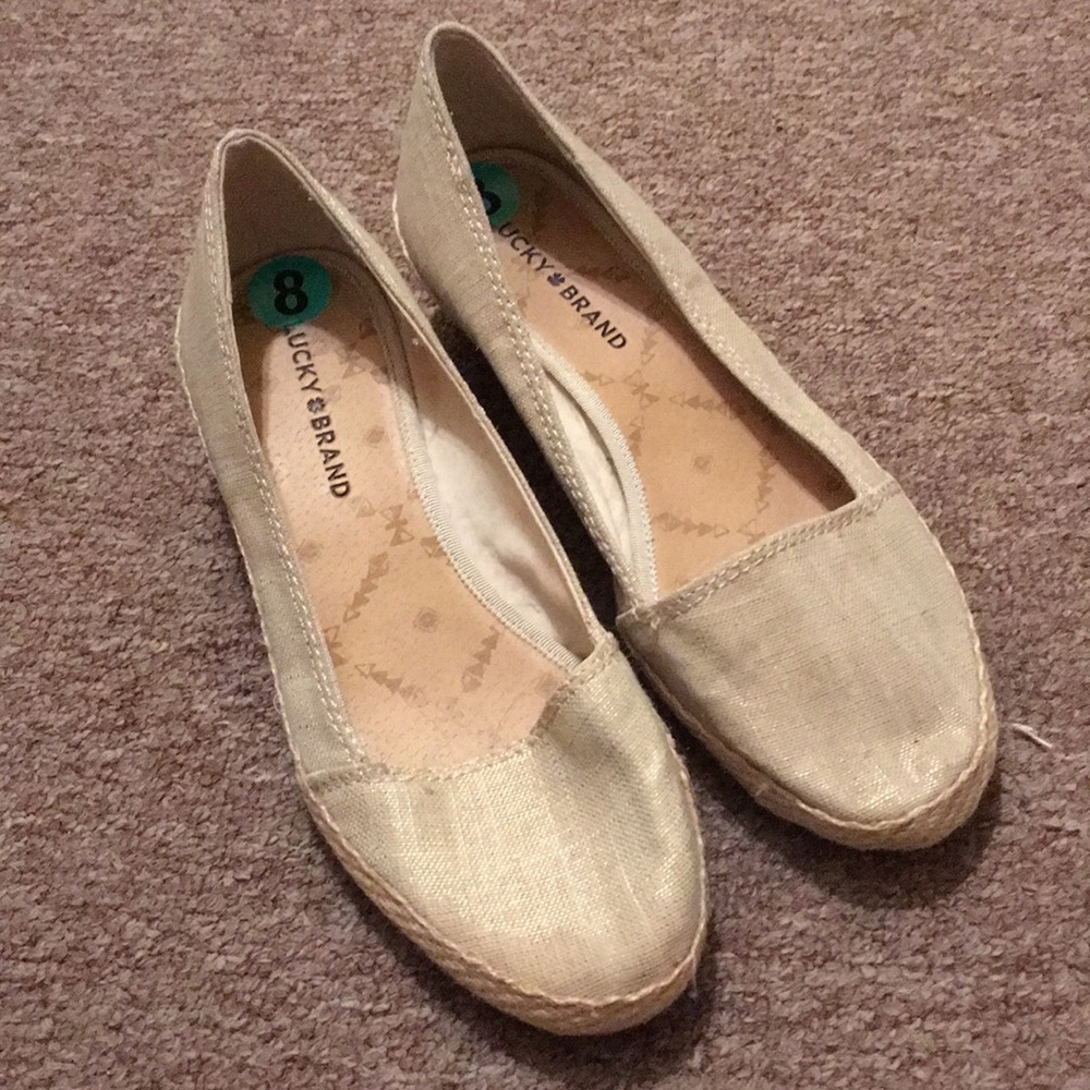 Lucky brand gold shimmer espadrilles