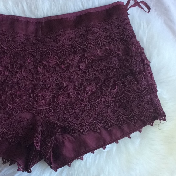 Sans Souci Pants - EUC Sans Souci Satin & Lace Maroon Shorts