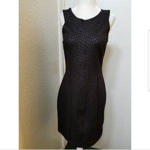 Faux Leather Little Black Sheath Dress