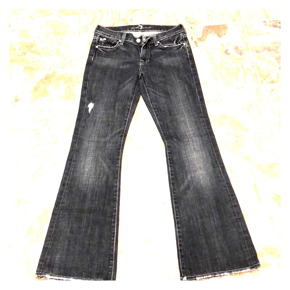 7 For All Mankind Grey Distressed Jeans