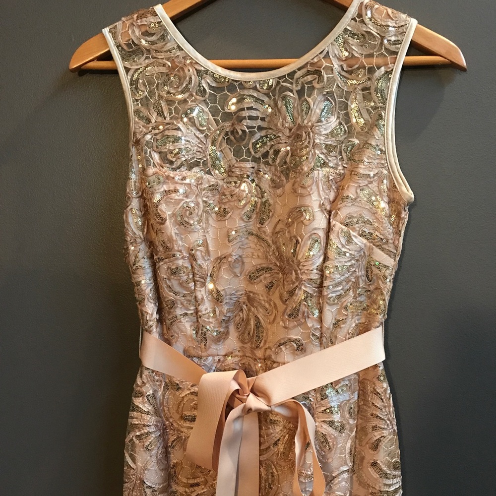 Gold Floral Sequin Long Gown