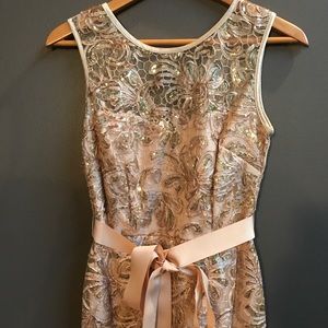 Gold Floral Sequin Long Gown