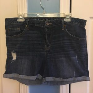 Mid Rise Dark Wash Denim Plus Size Shorts