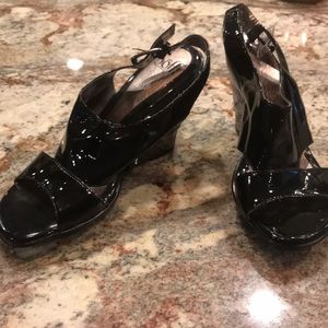 Black Patent Leather Wedges