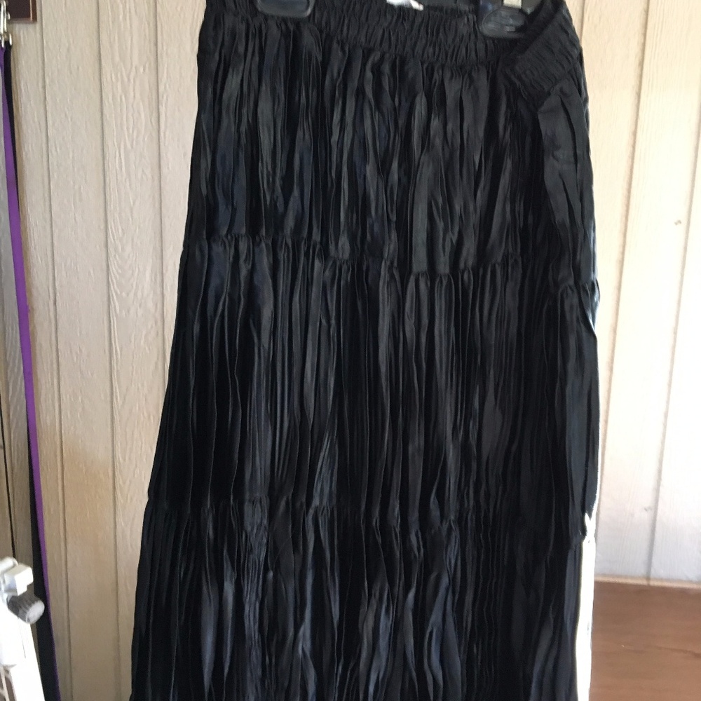 Black satin feel, 3 tier skirt