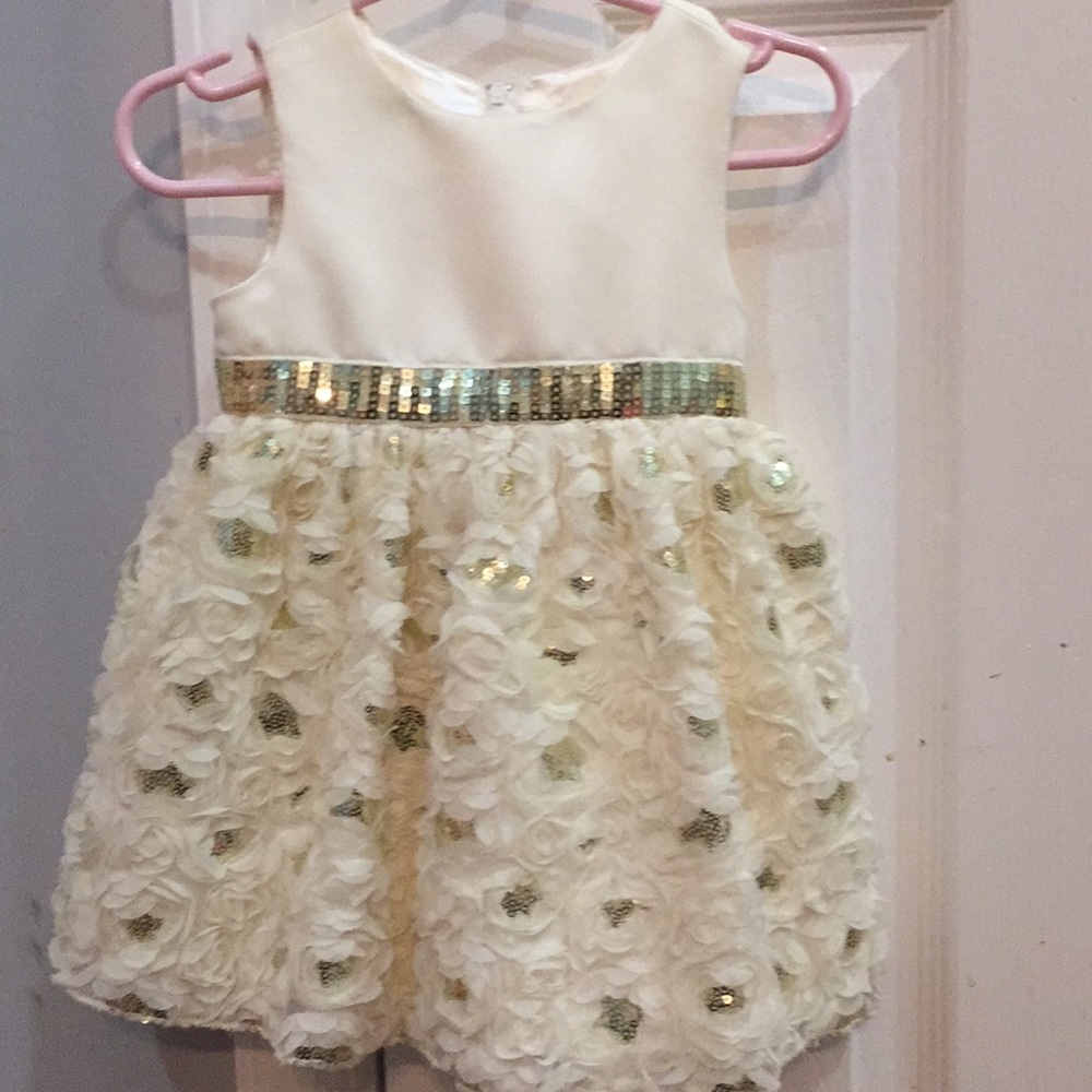 Cream and gold baby holiday dress