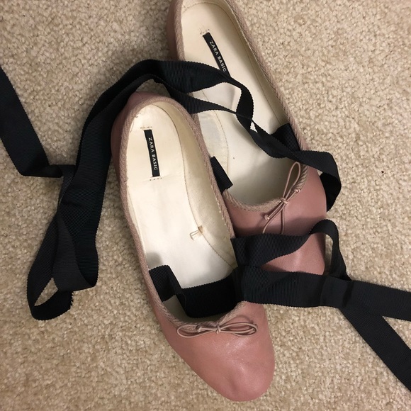 Zara lace up ballet flat in nude - Picture 2 of 7