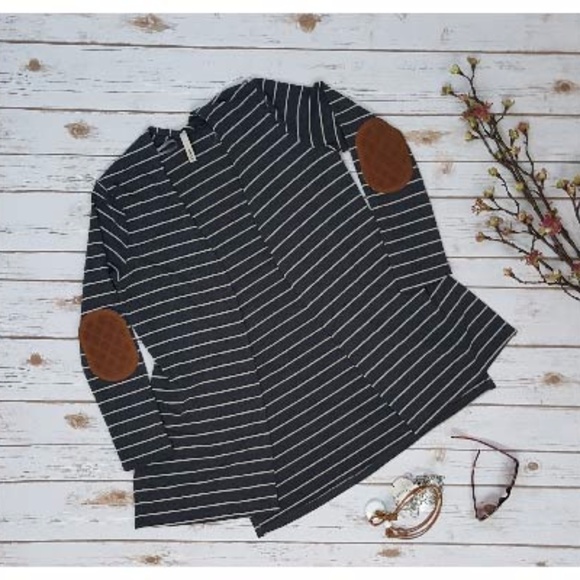 Striped Cardigan with Elbow Patches - Picture 5 of 6